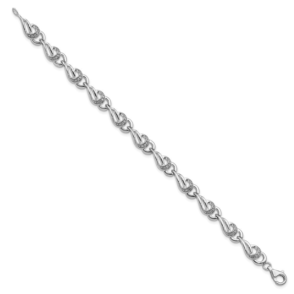 7 Zoll Sterlingsilber Rhodiniert Diamant. Armband