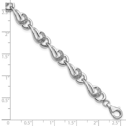 7 Zoll Sterlingsilber Rhodiniert Diamant. Armband