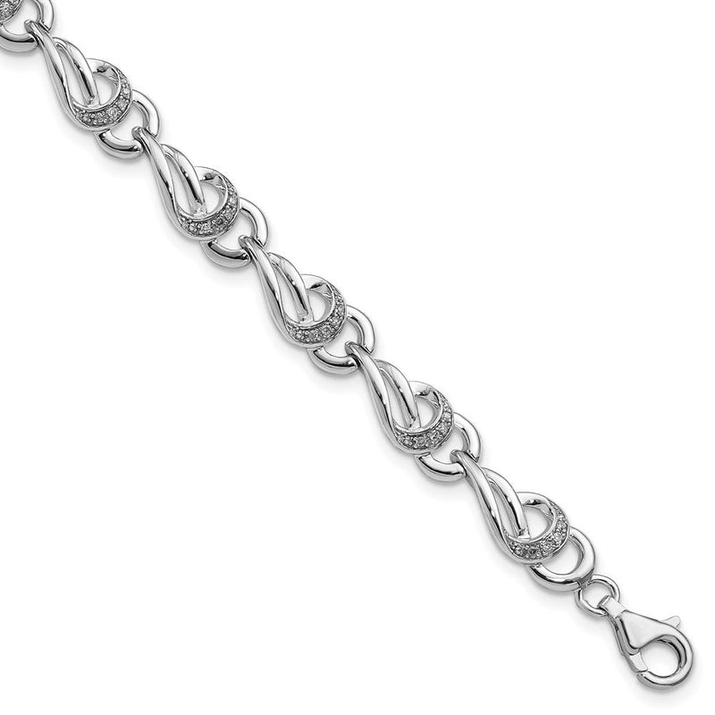 7 Zoll Sterlingsilber Rhodiniert Diamant. Armband