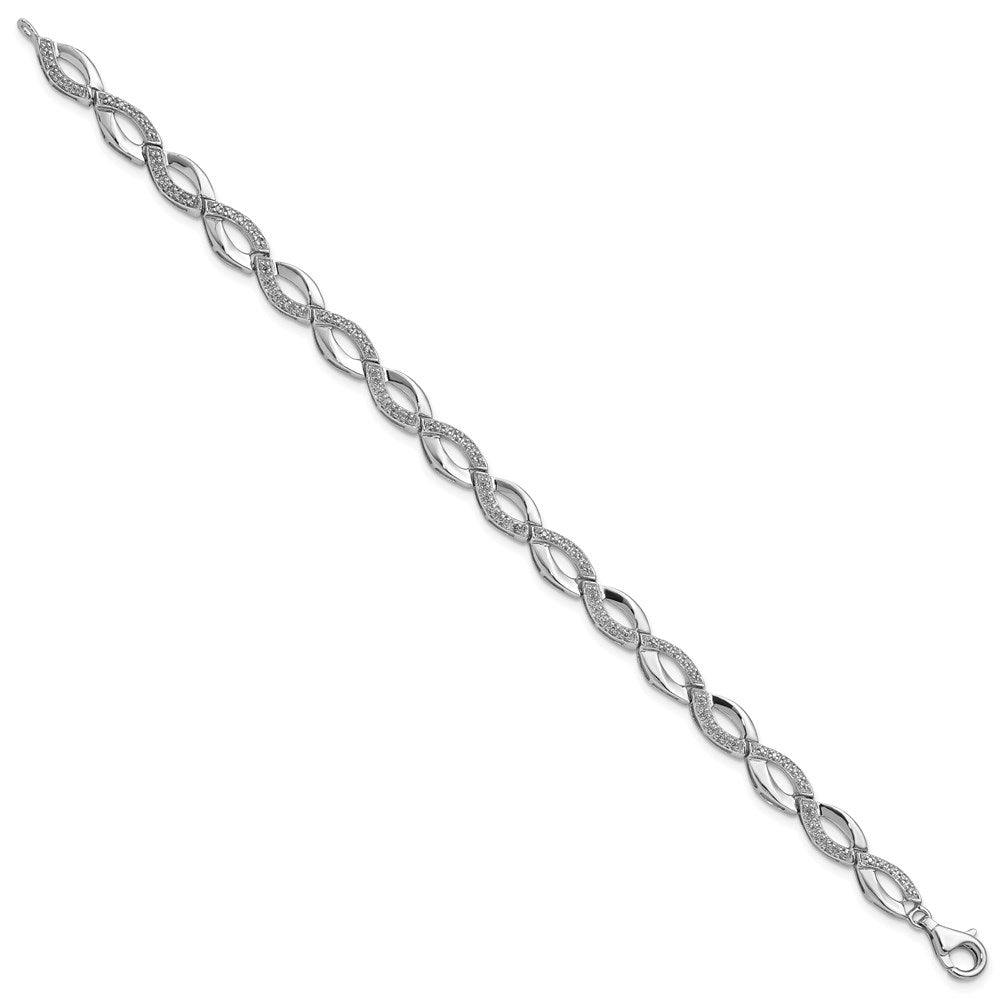 7 Zoll Sterlingsilber Rhodiniert Diamant. Armband