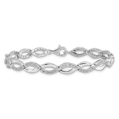 7 Zoll Sterlingsilber Rhodiniert Diamant. Armband