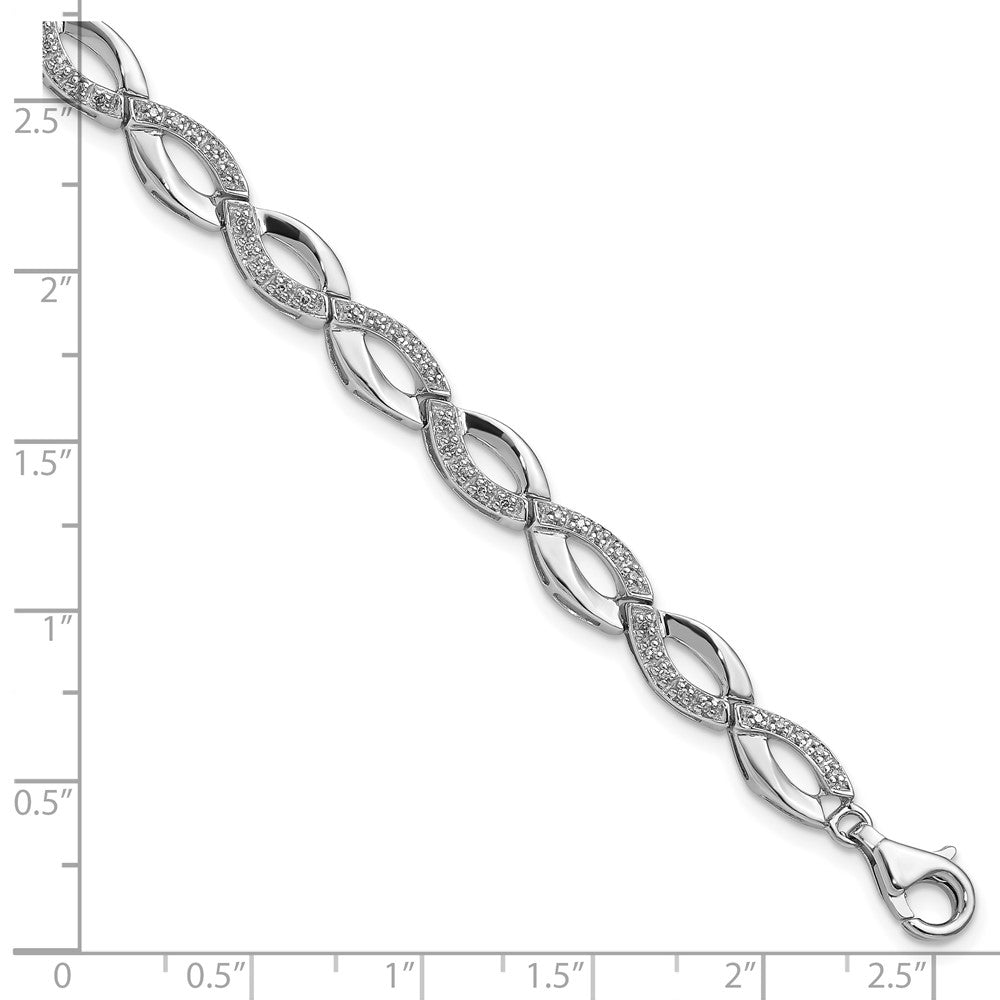 7 Zoll Sterlingsilber Rhodiniert Diamant. Armband