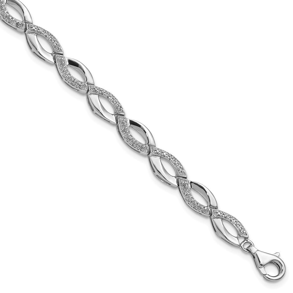 7 Zoll Sterlingsilber Rhodiniert Diamant. Armband