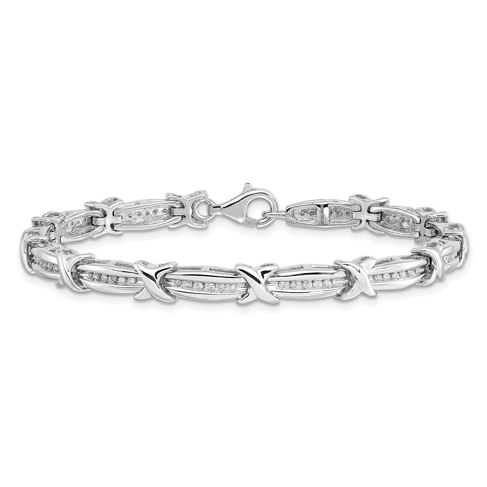 7.25 Zoll Sterlingsilber Rhodiniert Diamant. Armband