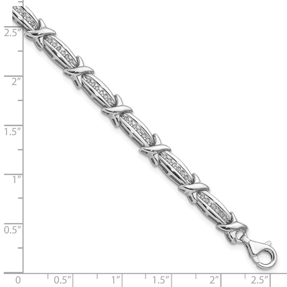 7.25 Zoll Sterlingsilber Rhodiniert Diamant. Armband