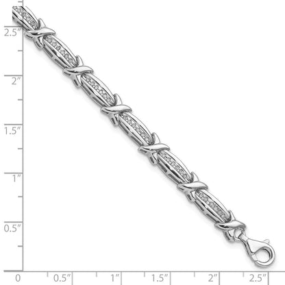 7.25 Zoll Sterlingsilber Rhodiniert Diamant. Armband