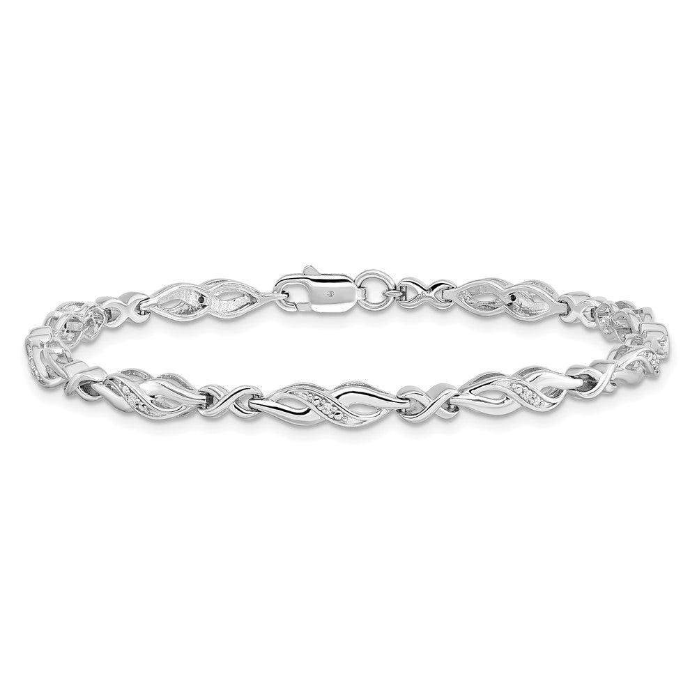 7 Zoll Sterlingsilber Rhodiniert Diamant. Armband