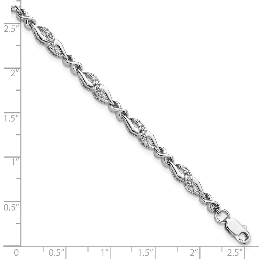 7 Zoll Sterlingsilber Rhodiniert Diamant. Armband