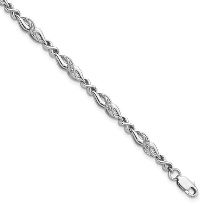 7 Zoll Sterlingsilber Rhodiniert Diamant. Armband