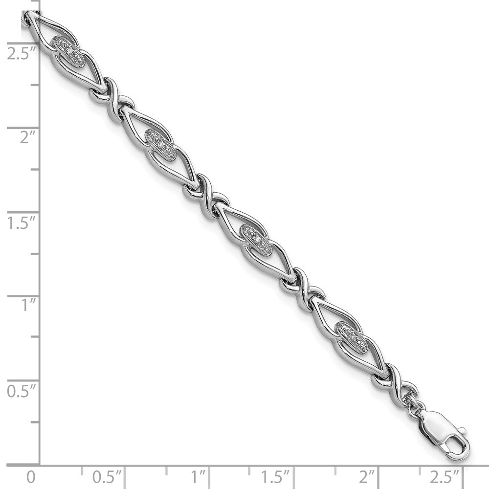 7 Zoll Sterlingsilber Rhodiniert Diamant. Armband