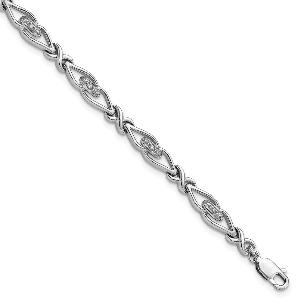7 Zoll Sterlingsilber Rhodiniert Diamant. Armband