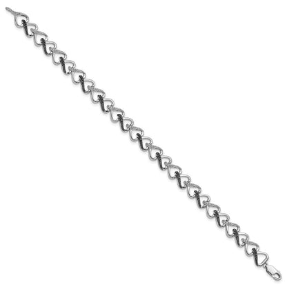 Sterlingsilber Weiß Nacht Rhodiniert Schwarz und Diamant 7.5 Zoll Armband