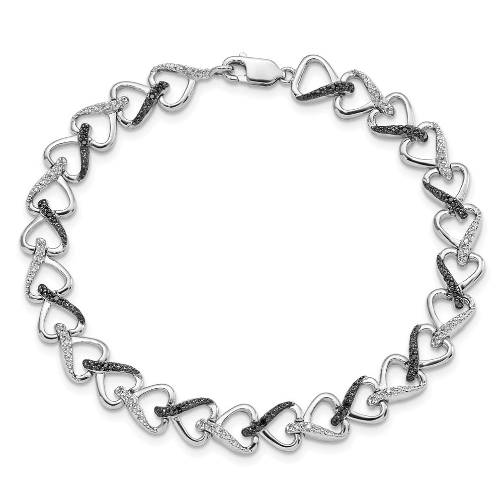 Sterlingsilber Weiß Nacht Rhodiniert Schwarz und Diamant 7.5 Zoll Armband