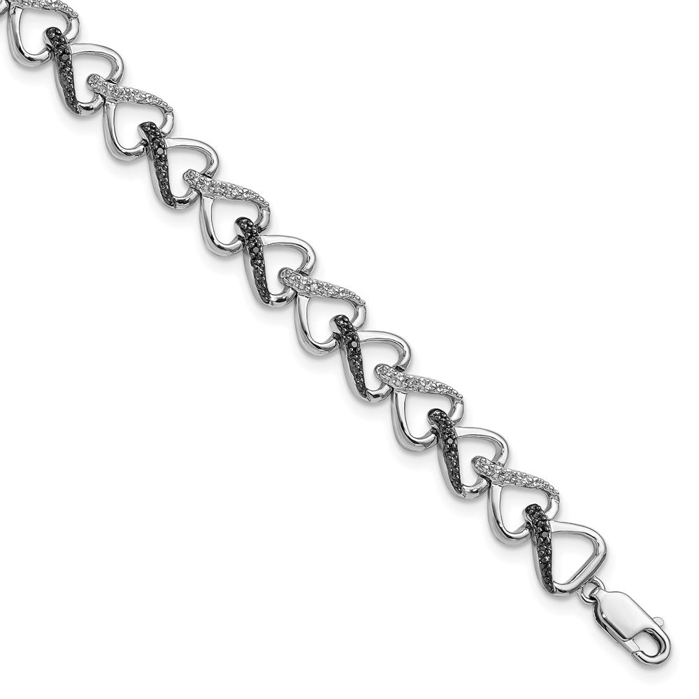 Sterlingsilber Weiß Nacht Rhodiniert Schwarz und Diamant 7.5 Zoll Armband
