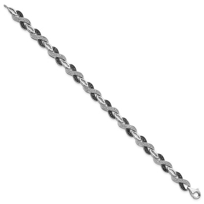Sterlingsilber Weiß Nacht Rhodiniert Schwarz und Diamant 7.5 Zoll Armband