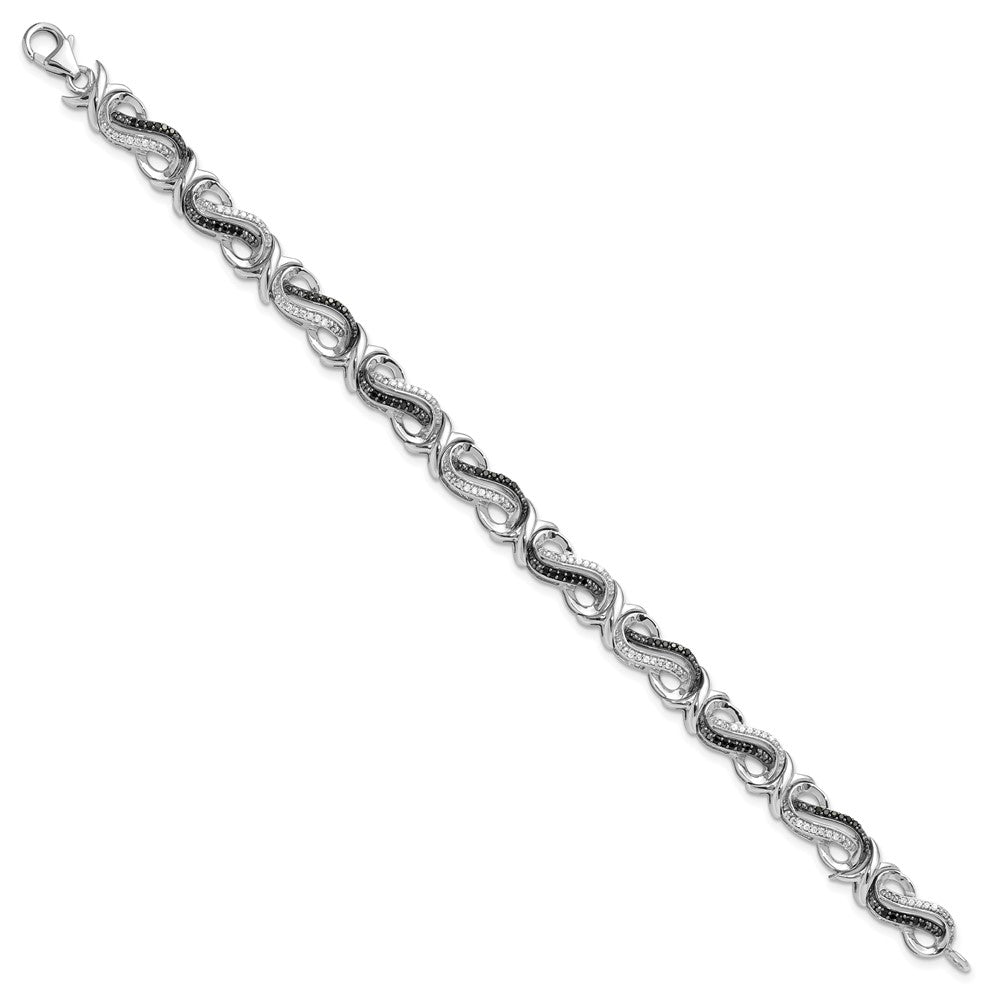 Sterlingsilber Weiß Nacht Rhodiniert Schwarz und Diamant 7.5 Zoll Armband