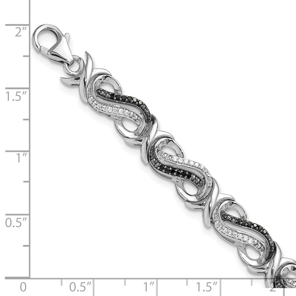 Sterlingsilber Weiß Nacht Rhodiniert Schwarz und Diamant 7.5 Zoll Armband