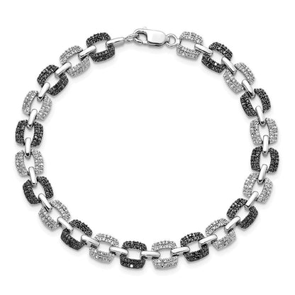 Sterlingsilber Weiß Nacht Rhodiniert Schwarz und Diamant 7.5 Zoll Armband