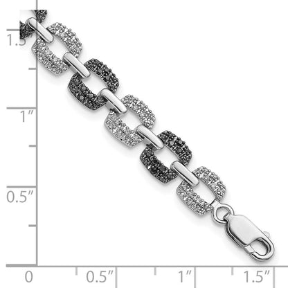 Sterlingsilber Weiß Nacht Rhodiniert Schwarz und Diamant 7.5 Zoll Armband