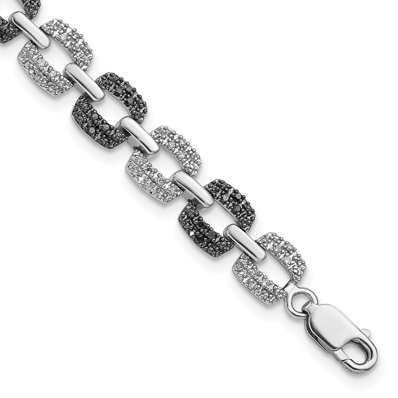 Sterlingsilber Weiß Nacht Rhodiniert Schwarz und Diamant 7.5 Zoll Armband