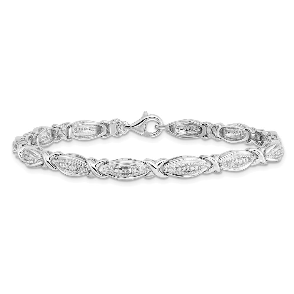 7.5 Zoll Sterlingsilber Rhodiniert Diamant Armband