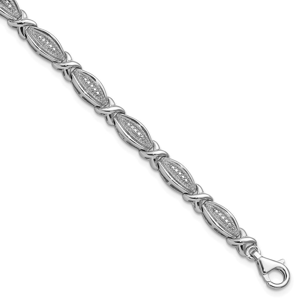 7.5 Zoll Sterlingsilber Rhodiniert Diamant Armband