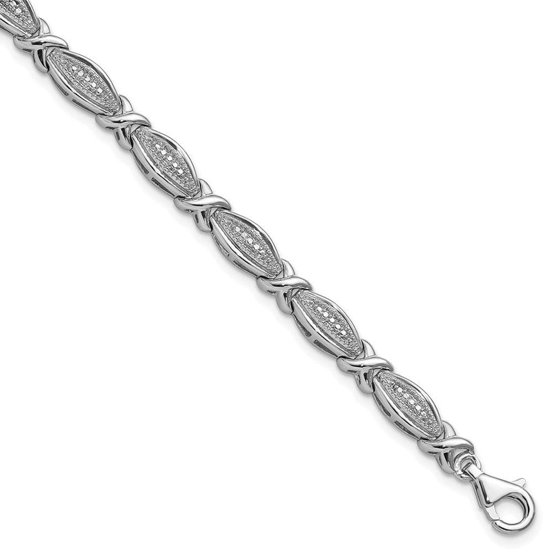 7.5 Zoll Sterlingsilber Rhodiniert Diamant Armband