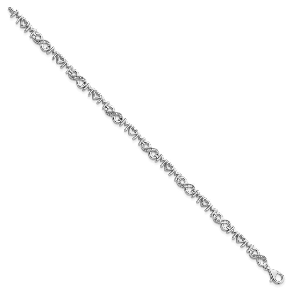 7.5 Zoll Sterlingsilber Rhodiniert Herz Mama Unendlichkeit Diamant Armband