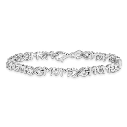 7.5 Zoll Sterlingsilber Rhodiniert Herz Mama Unendlichkeit Diamant Armband