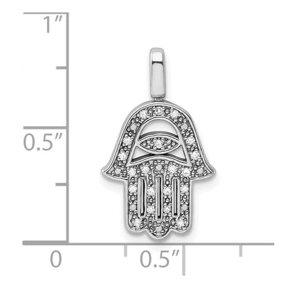 Sterlingsilber Rhodium 0.2ct. Blk & Weiß Diamant. Reverible Hamsa Anhänger