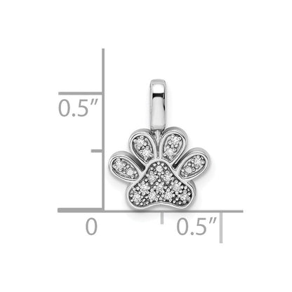 Sterlingsilber Rhod 0.15ct. Blk & Weiß Diamant. Wendbar Pawprint Anhänger