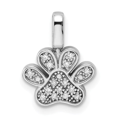 Sterlingsilber Rhod 0.15ct. Blk & Weiß Diamant. Wendbar Pawprint Anhänger