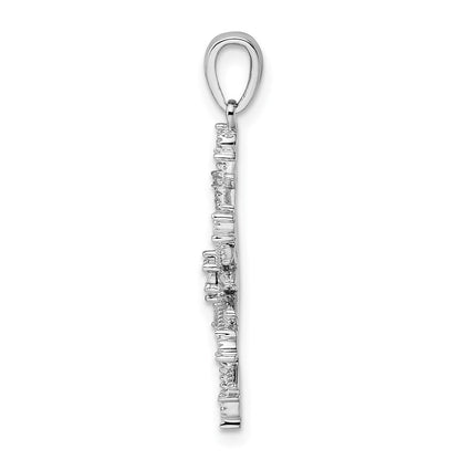 Sterlingsilber Rhodium Diamant. Schneeflocke Anhänger