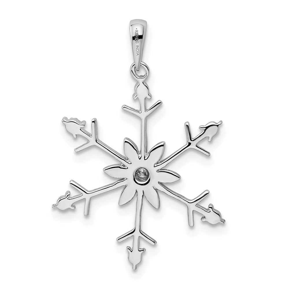 Sterlingsilber Rhodium Diamant. Schneeflocke Anhänger