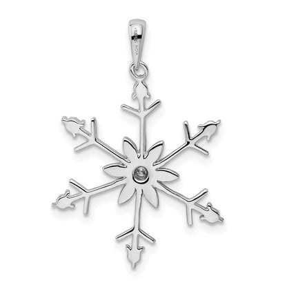 Sterlingsilber Rhodium Diamant. Schneeflocke Anhänger