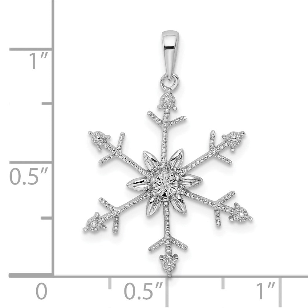 Sterlingsilber Rhodium Diamant. Schneeflocke Anhänger