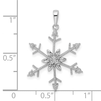 Sterlingsilber Rhodium Diamant. Schneeflocke Anhänger
