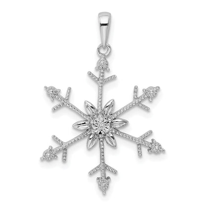 Sterlingsilber Rhodium Diamant. Schneeflocke Anhänger