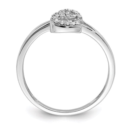 Sterlingsilber Rhodium Plateddiamond Herz Ring