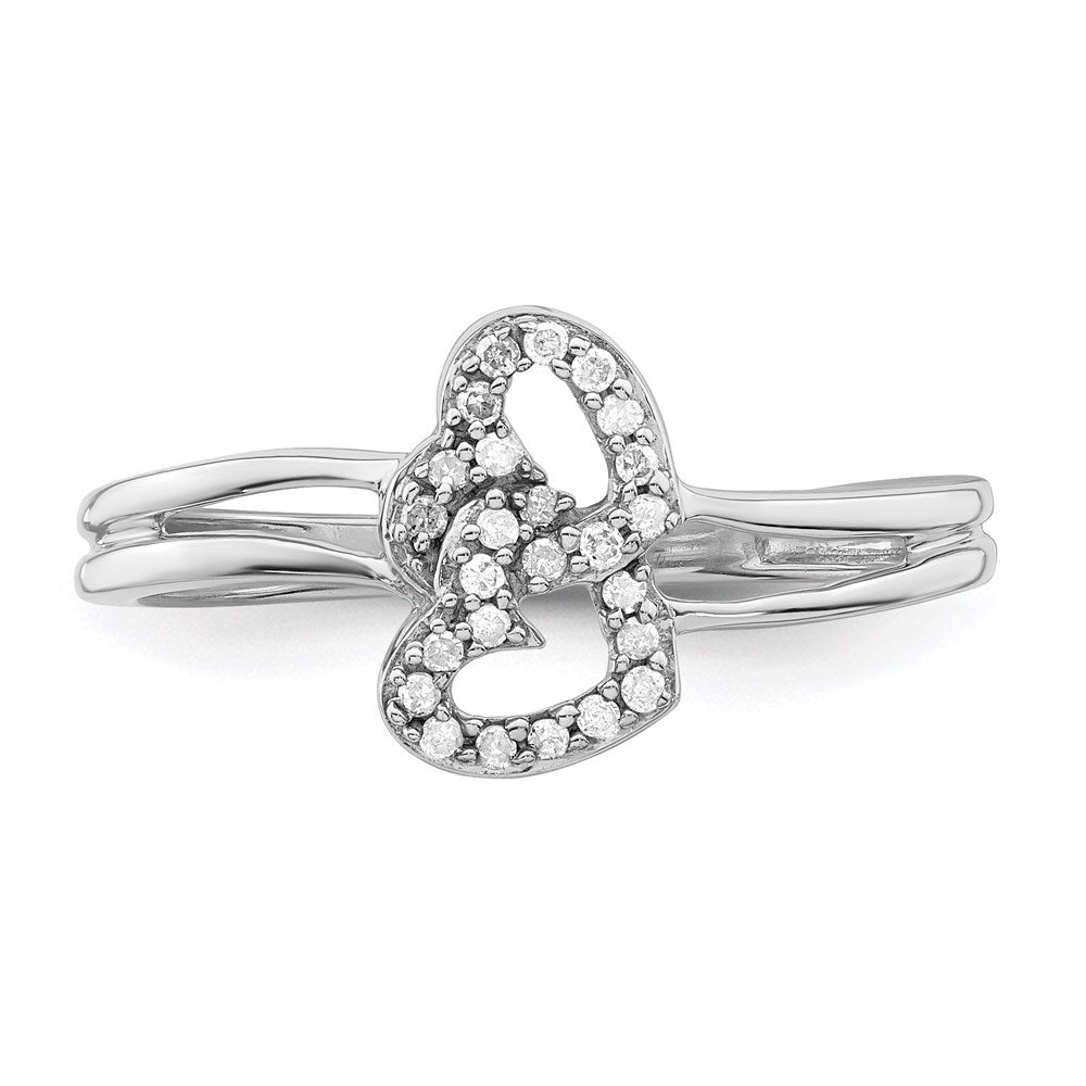 Sterlingsilber Rhodium Plateddiamond Herz Ring
