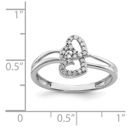 Sterlingsilber Rhodium Plateddiamond Herz Ring