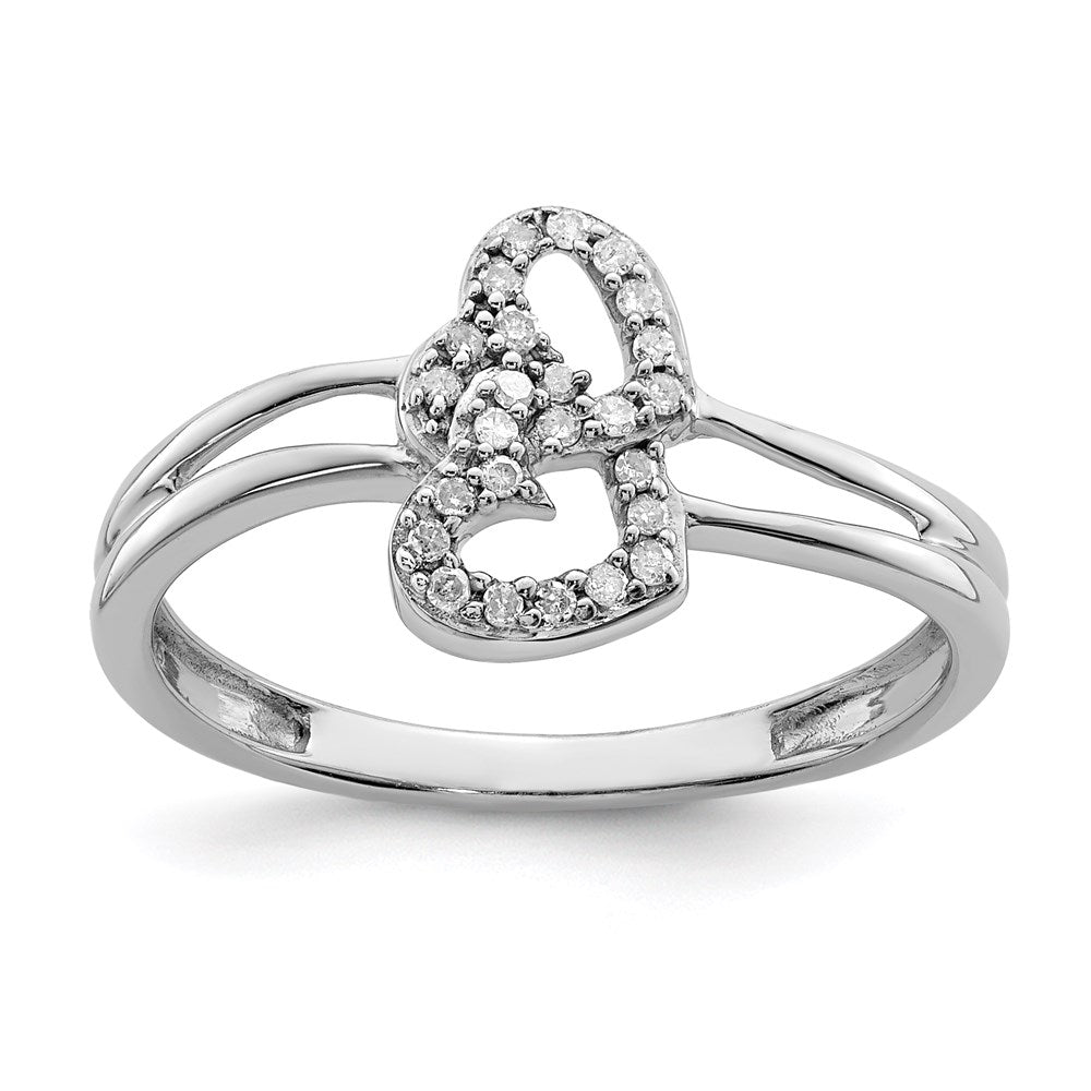 Sterlingsilber Rhodium Plateddiamond Herz Ring
