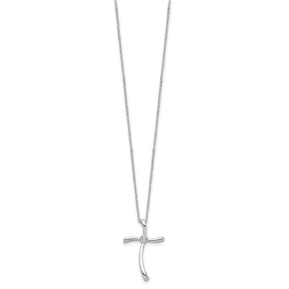 Sterlingsilber Rhodiniert Diamant Kreuz Halskette