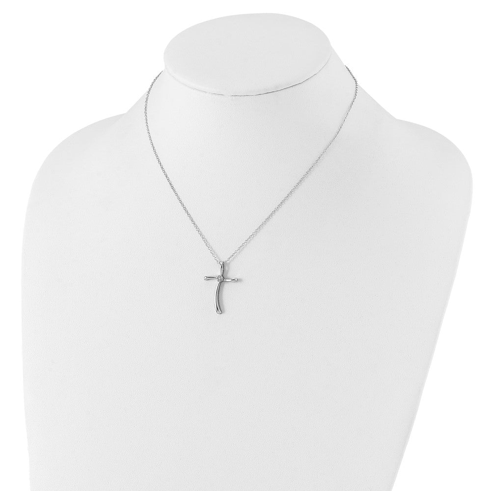 Sterlingsilber Rhodiniert Diamant Kreuz Halskette