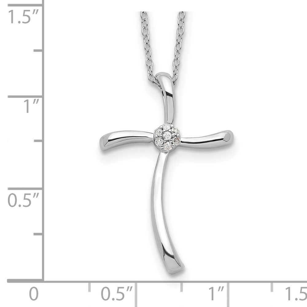 Sterlingsilber Rhodiniert Diamant Kreuz Halskette