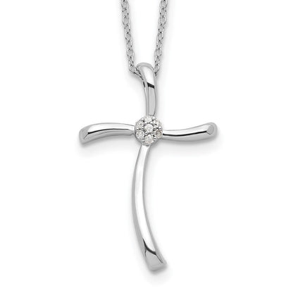 Sterlingsilber Rhodiniert Diamant Kreuz Halskette