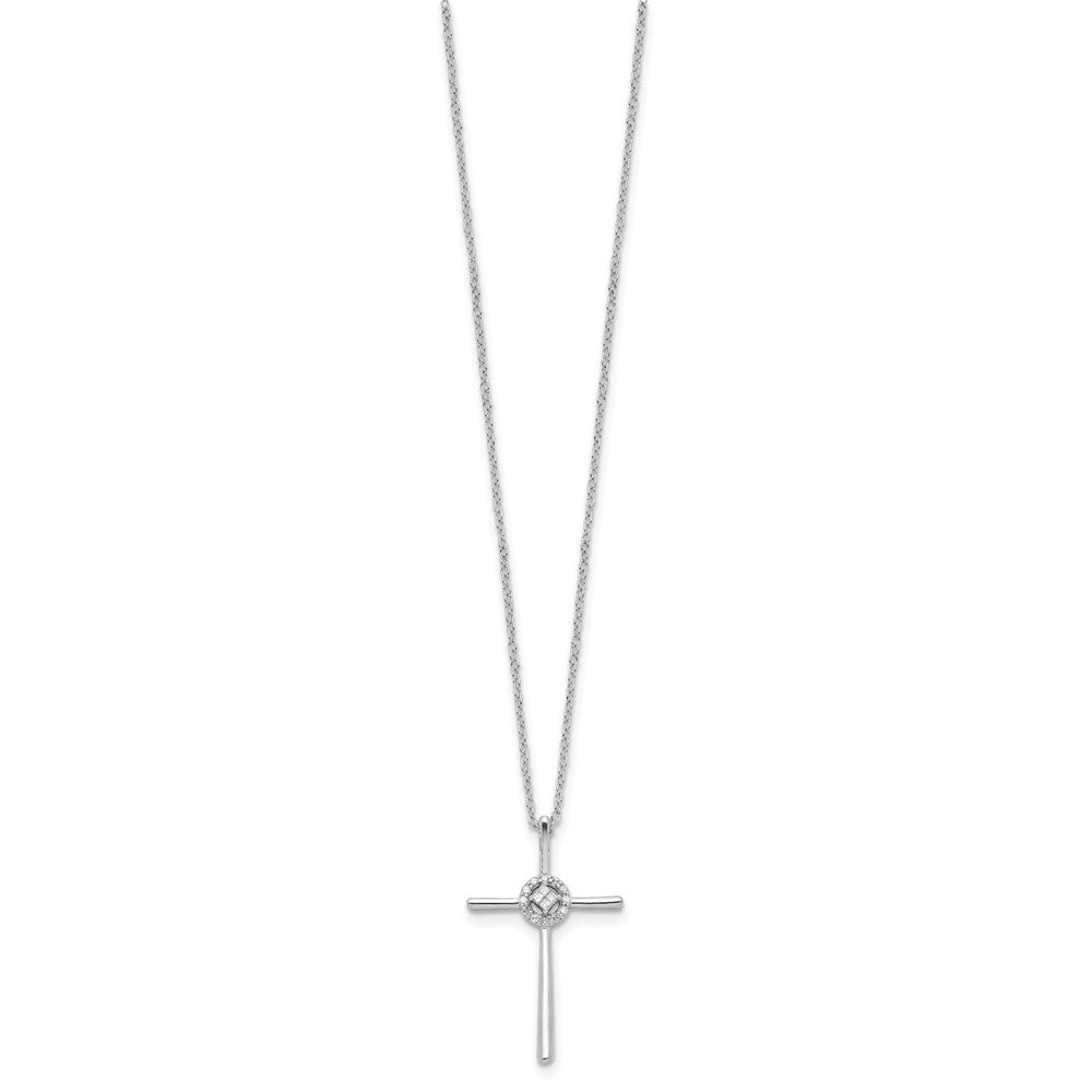 Sterlingsilber Diamant Rhodiniert Eternal Leben Kreuz Halskette