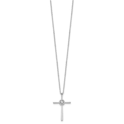 Sterlingsilber Diamant Rhodiniert Eternal Leben Kreuz Halskette