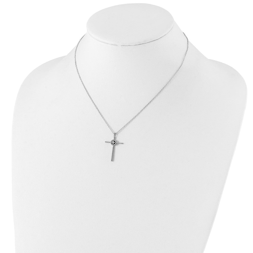 Sterlingsilber Diamant Rhodiniert Eternal Leben Kreuz Halskette