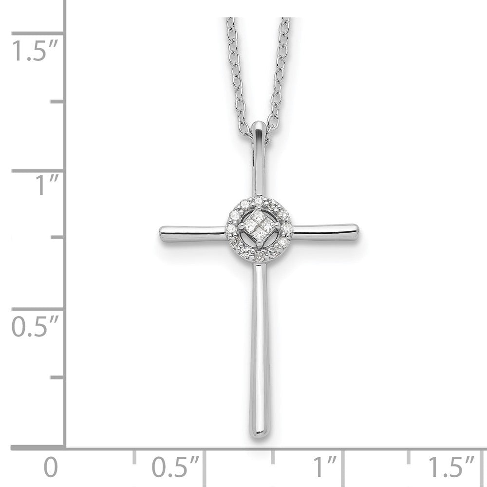 Sterlingsilber Diamant Rhodiniert Eternal Leben Kreuz Halskette